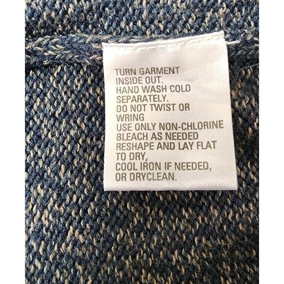 Latitude Vtg 90s Blue Brown Speckled Cotton Sweater Men XL Long Sleeve V- Neck - Picture 8 of 9